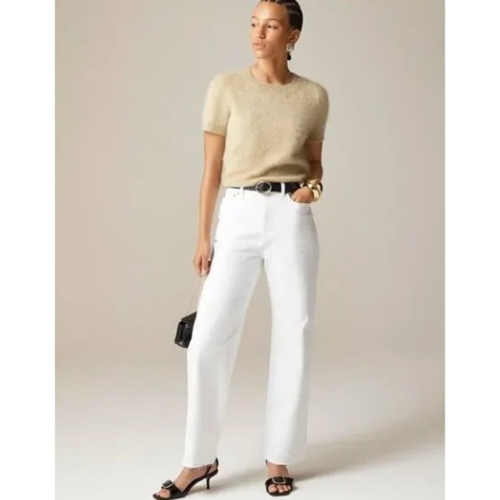 J.Crew Curvy‎ Slim Wide Leg Jeans White Denim High Rise 31T Tall 0658